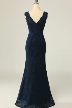 Vestido de mãe de renda da marinha