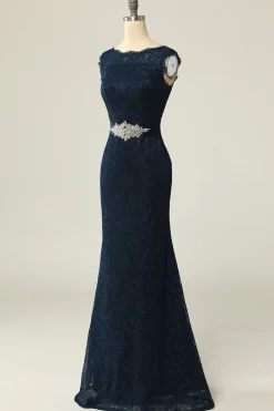 Vestido de mãe de renda da marinha