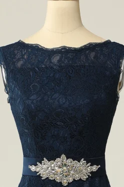 Vestido de mãe de renda da marinha