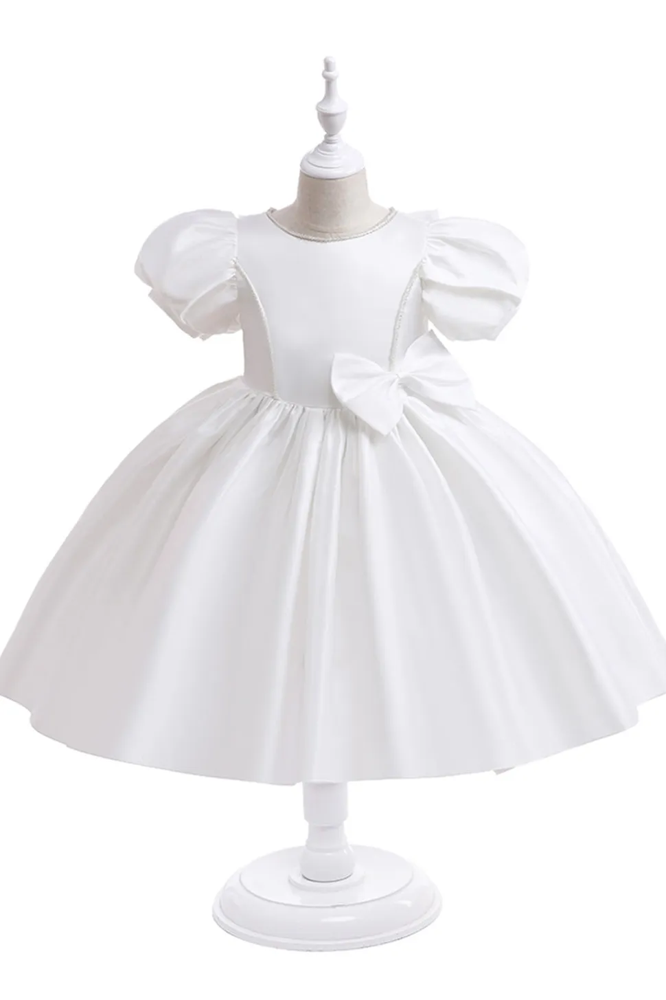 Vestido de menina de cetim Borgonha com arco
