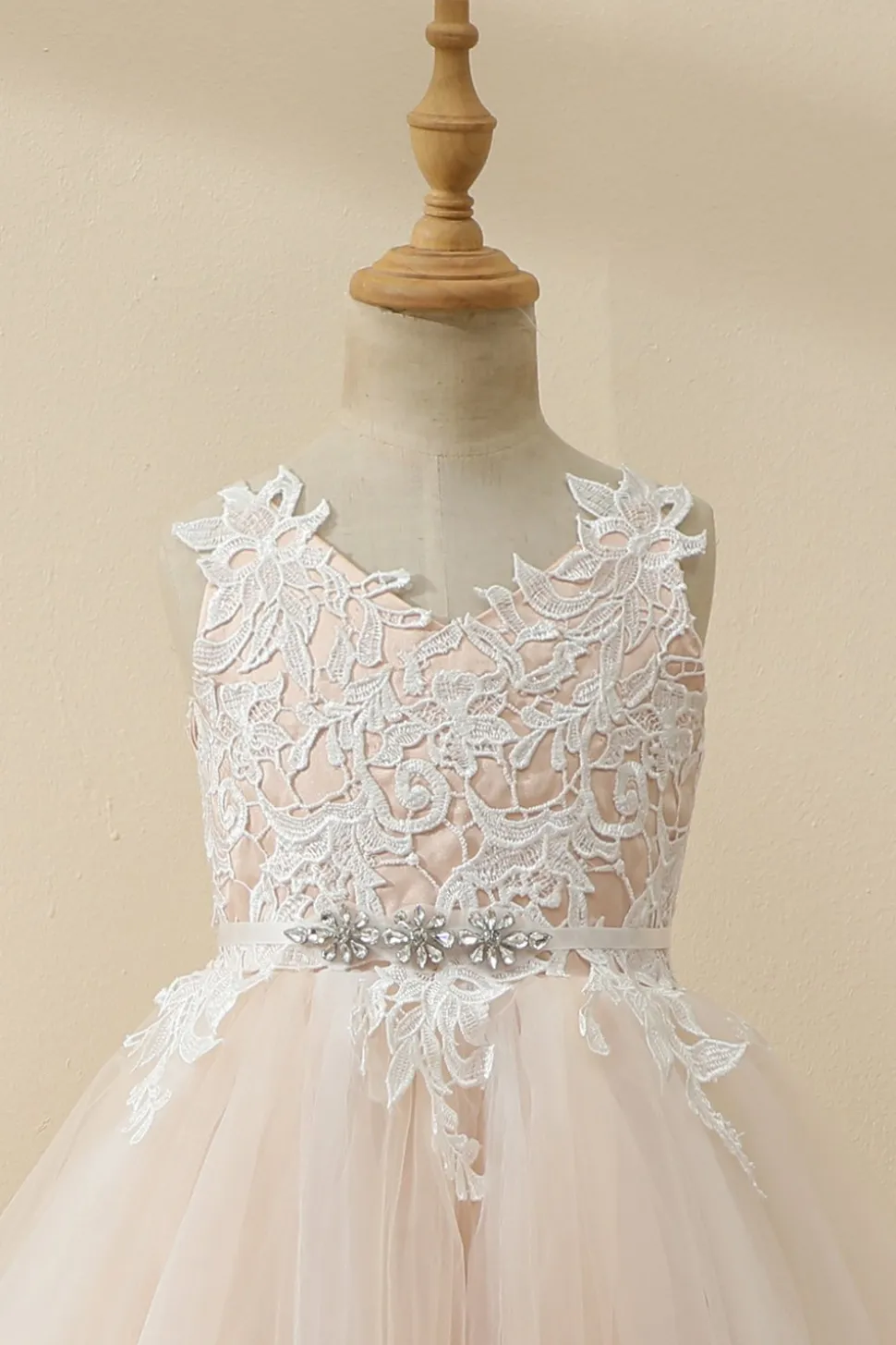 Vestido de menina de flor de tule de champanhe de champanhe
