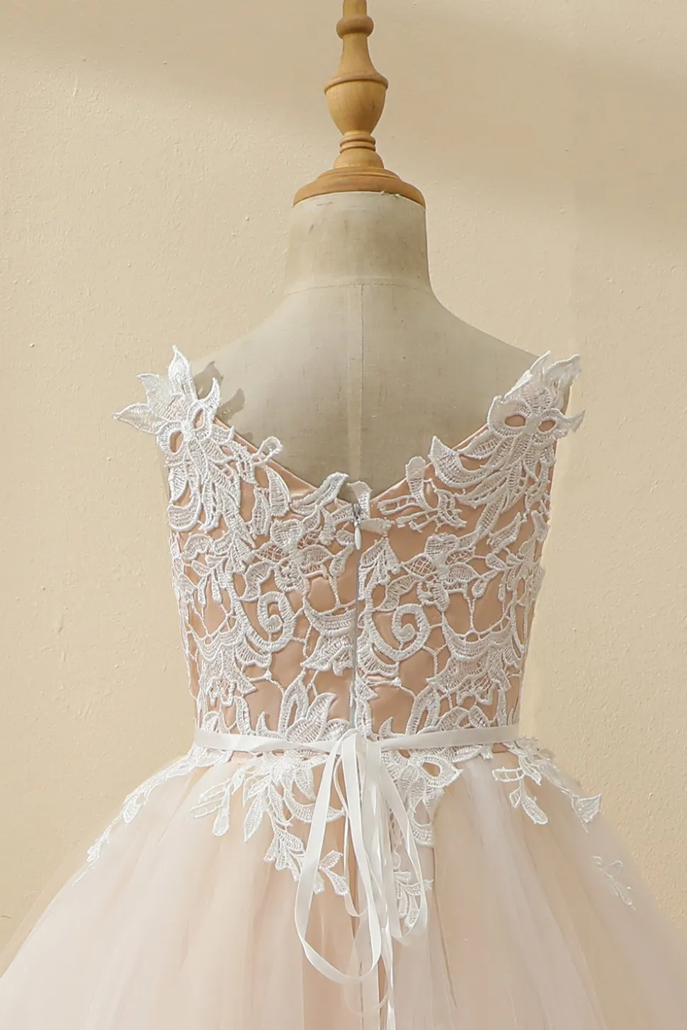 Vestido de menina de flor de tule de champanhe de champanhe