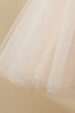 Vestido de menina de flor de tule de champanhe de champanhe