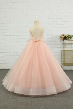 Vestido de menina de menina de manta de spaghetti de tulle rosa