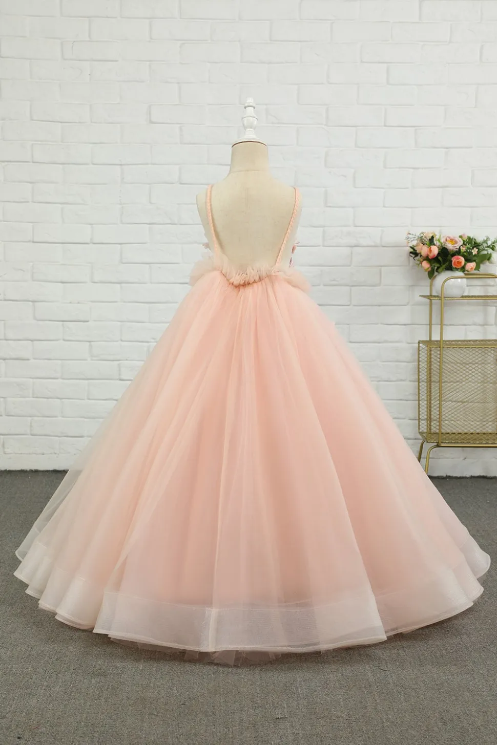 Vestido de menina de menina de manta de spaghetti de tulle rosa