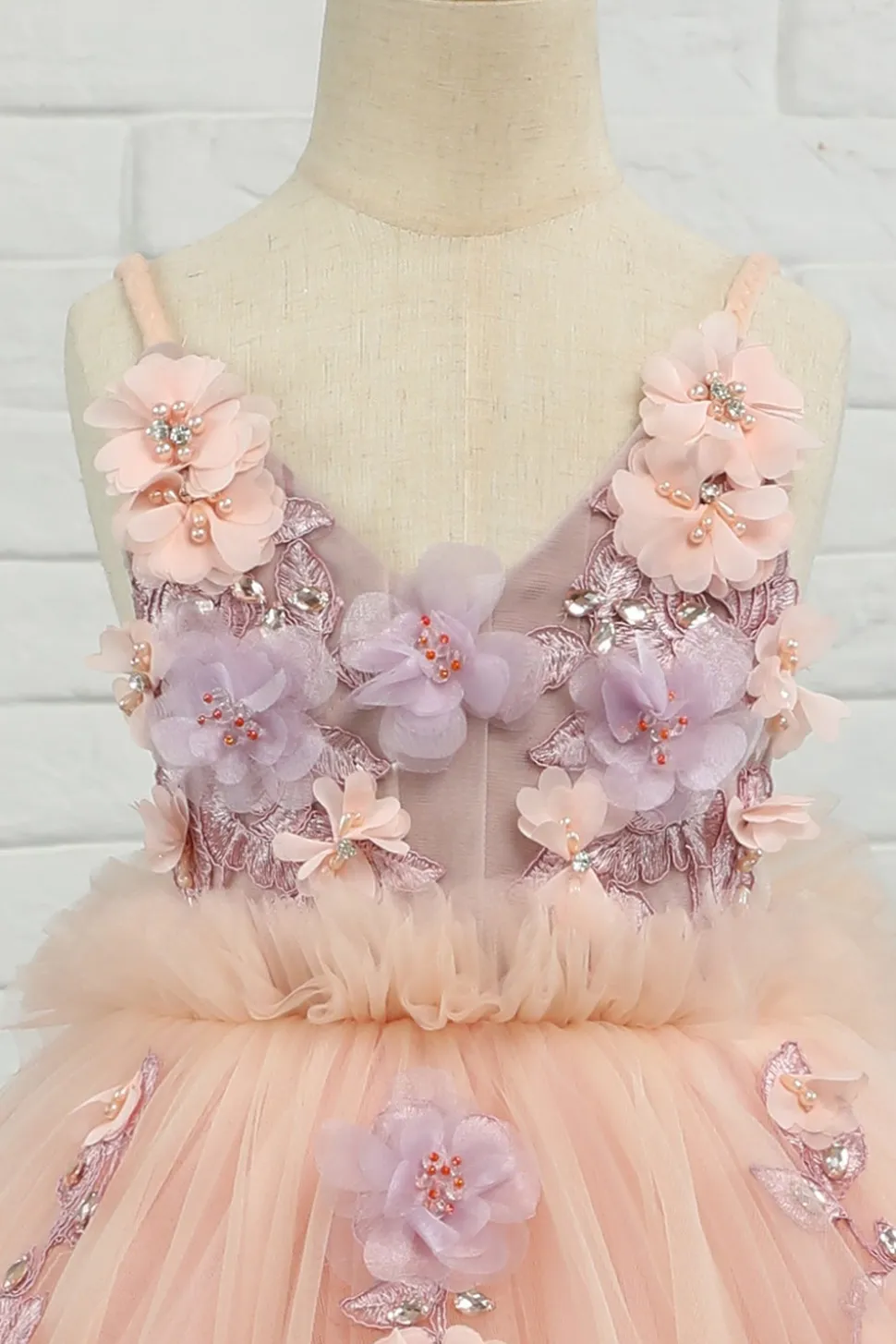 Vestido de menina de menina de manta de spaghetti de tulle rosa