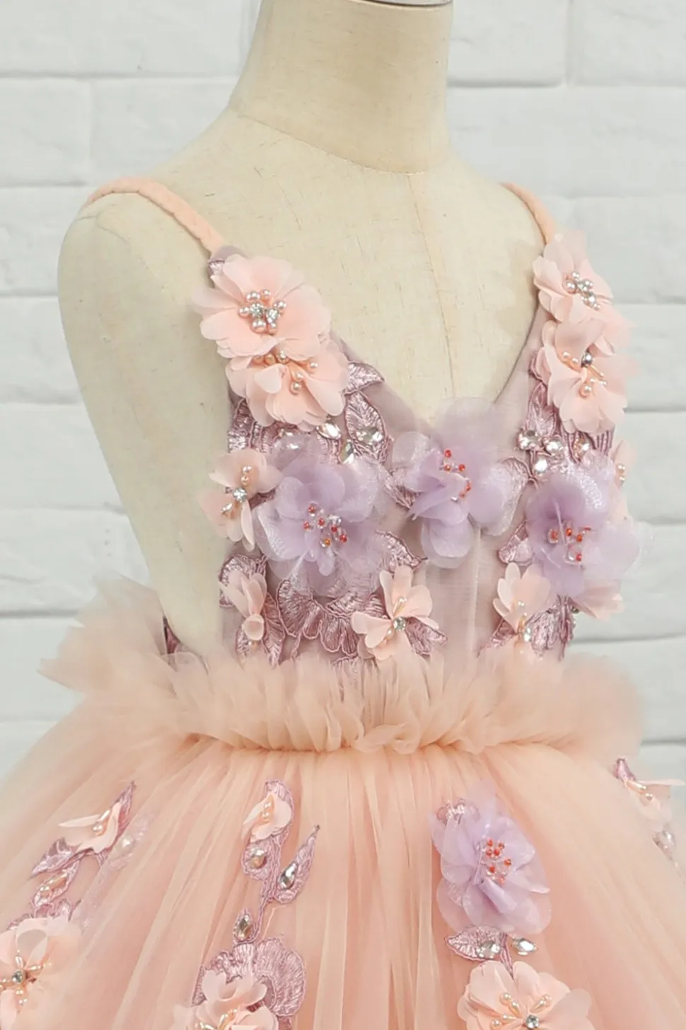 Vestido de menina de menina de manta de spaghetti de tulle rosa