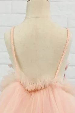 Vestido de menina de menina de manta de spaghetti de tulle rosa