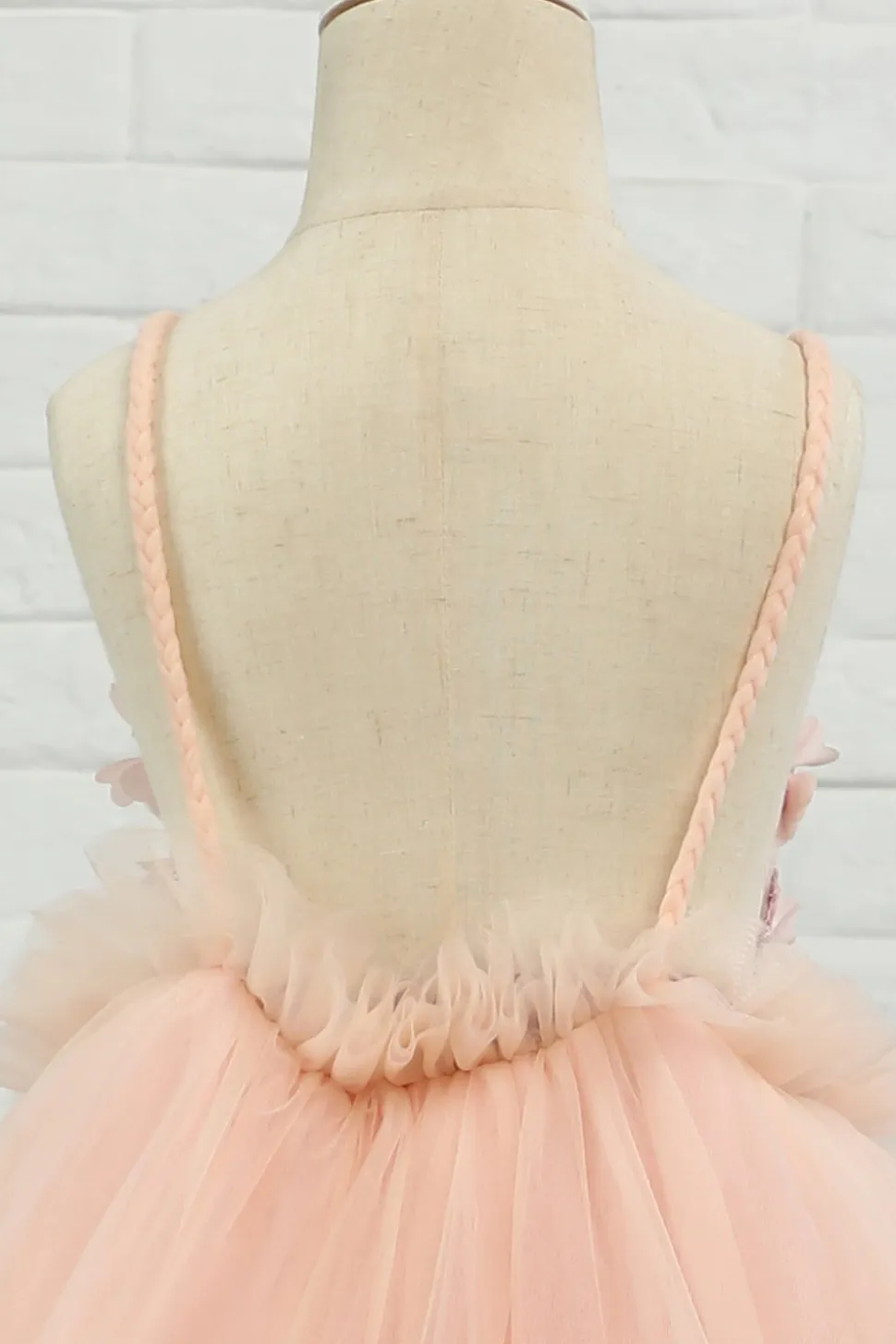 Vestido de menina de menina de manta de spaghetti de tulle rosa