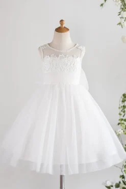 Vestido de menina flor branca com arco