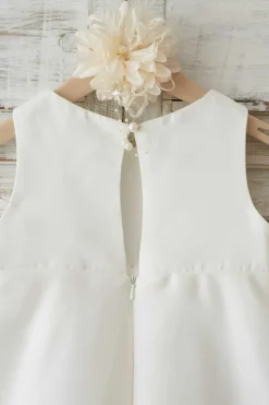 Vestido de menina flor branca de joia com bowknot