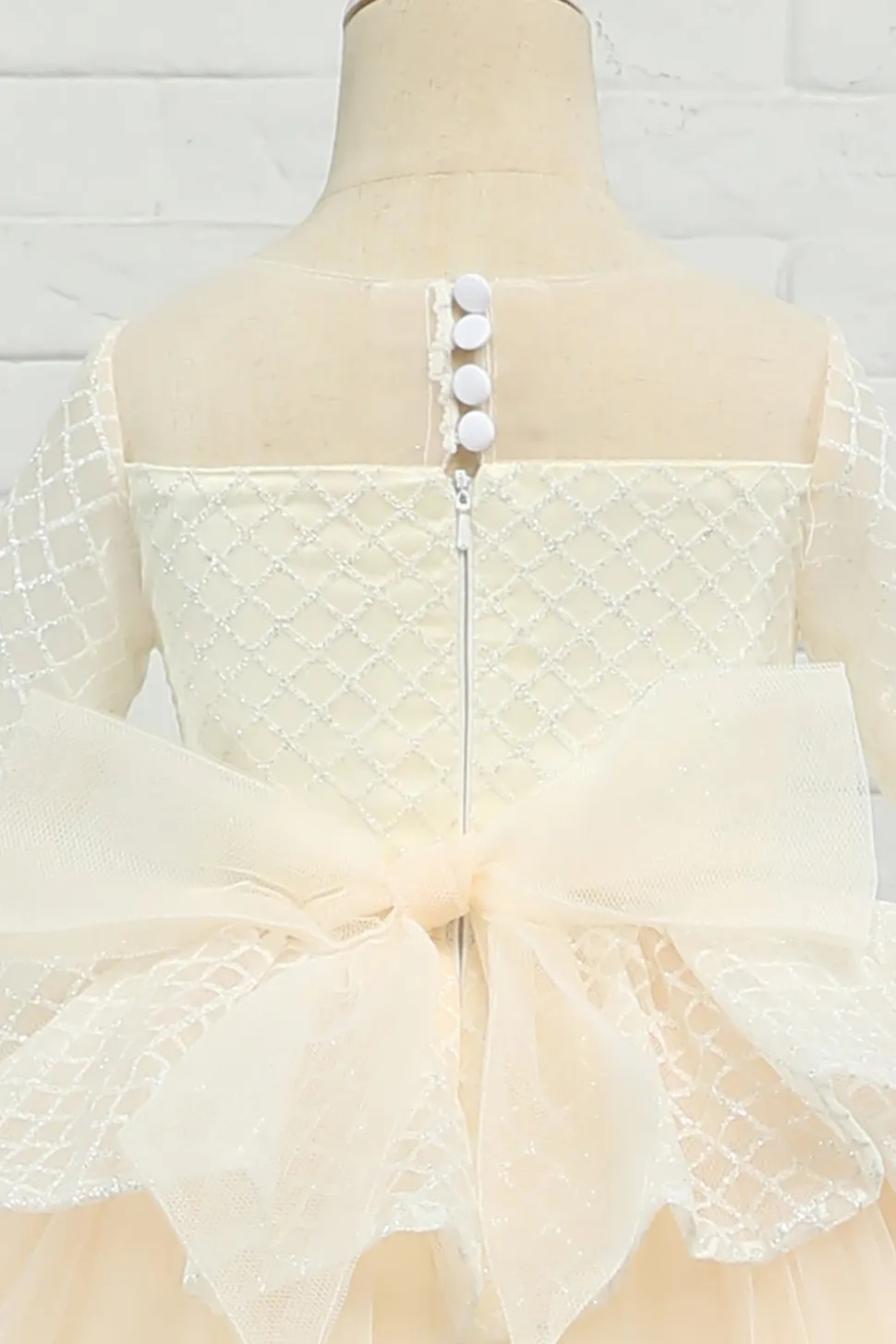 Vestido de menina flor de damasco alto-baixo com arco