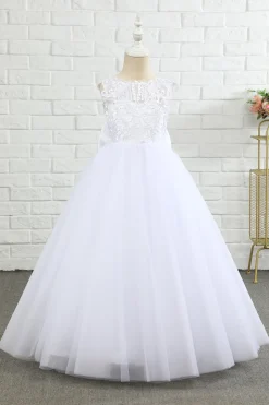 Vestido de menina flor sem mangas branca com arco