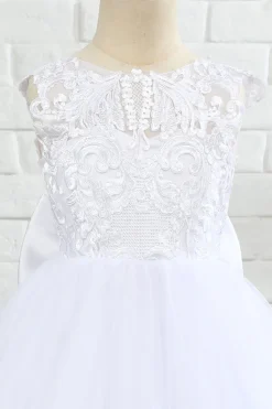 Vestido de menina flor sem mangas branca com arco