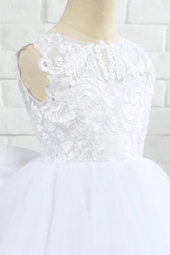 Vestido de menina flor sem mangas branca com arco