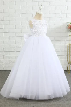 Vestido de menina flor sem mangas branca com arco