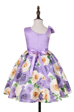 Vestido de Menina Floral Roxo Sem Mangas
