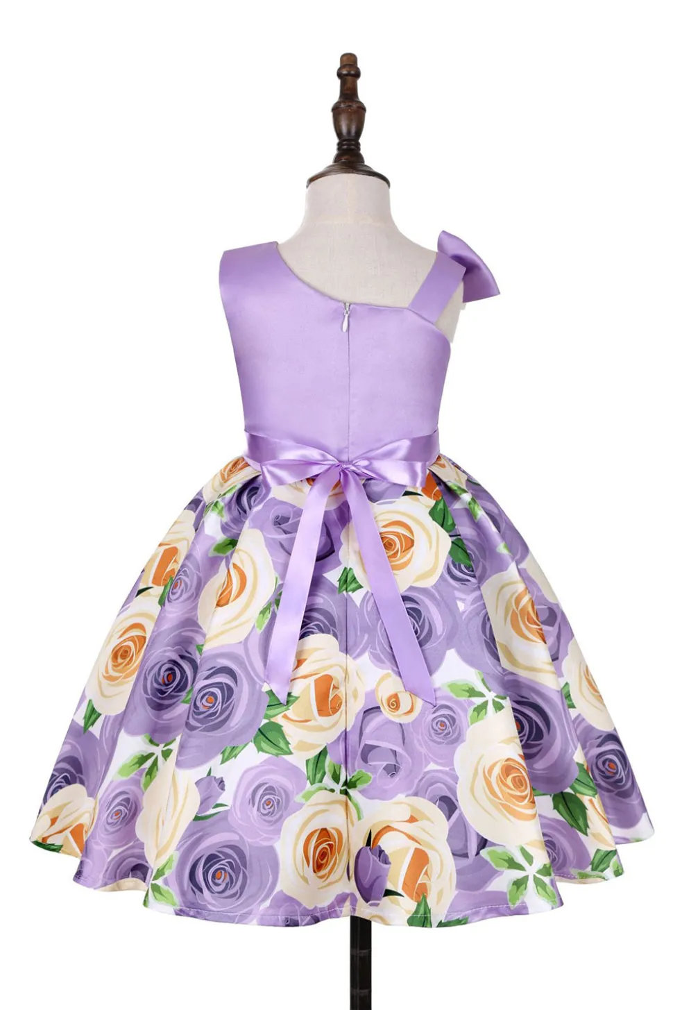 Vestido de Menina Floral Roxo Sem Mangas