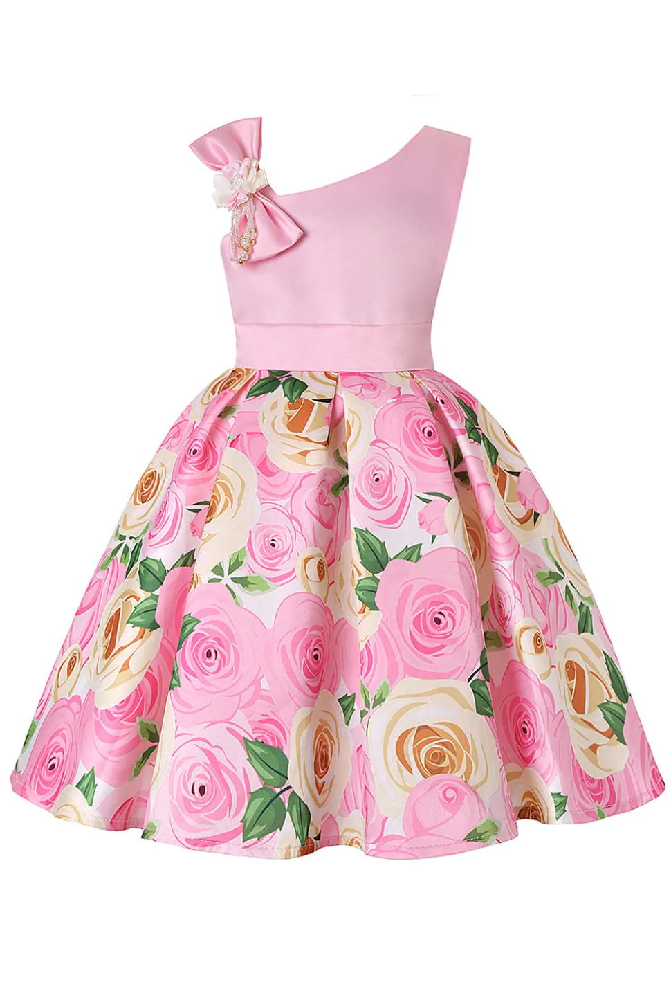Vestido de Menina Floral Roxo Sem Mangas