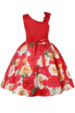 Vestido de Menina Floral Roxo Sem Mangas