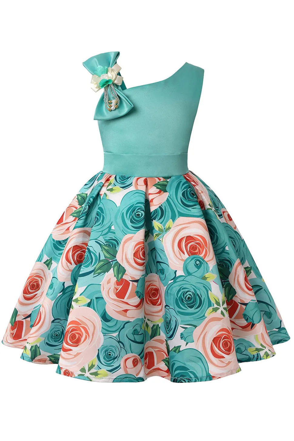 Vestido de Menina Floral Roxo Sem Mangas