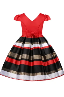 Vestido de Menina Vermelho Gola em V