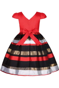 Vestido de Menina Vermelho Gola em V