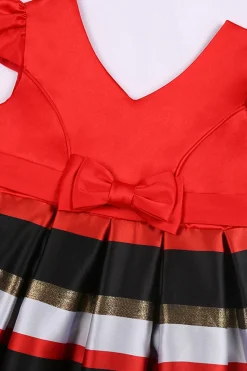 Vestido de Menina Vermelho Gola em V