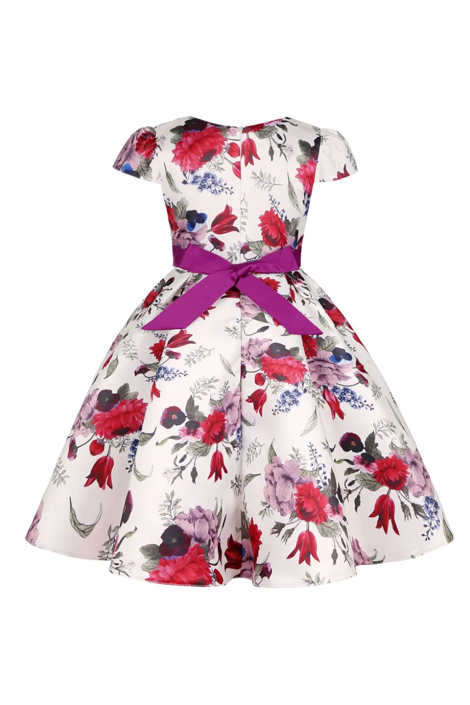 Vestido de Meninas Com Laço Floral Azul