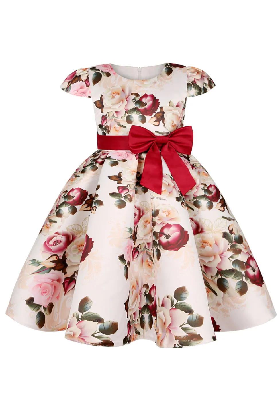 Vestido de Meninas Com Laço Floral Azul