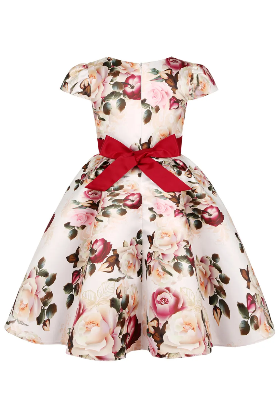 Vestido de Meninas Com Laço Floral Azul