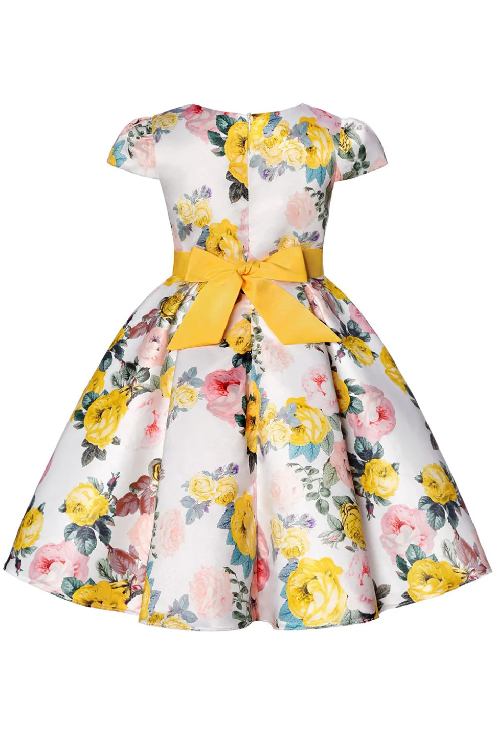 Vestido de Meninas Com Laço Floral Azul