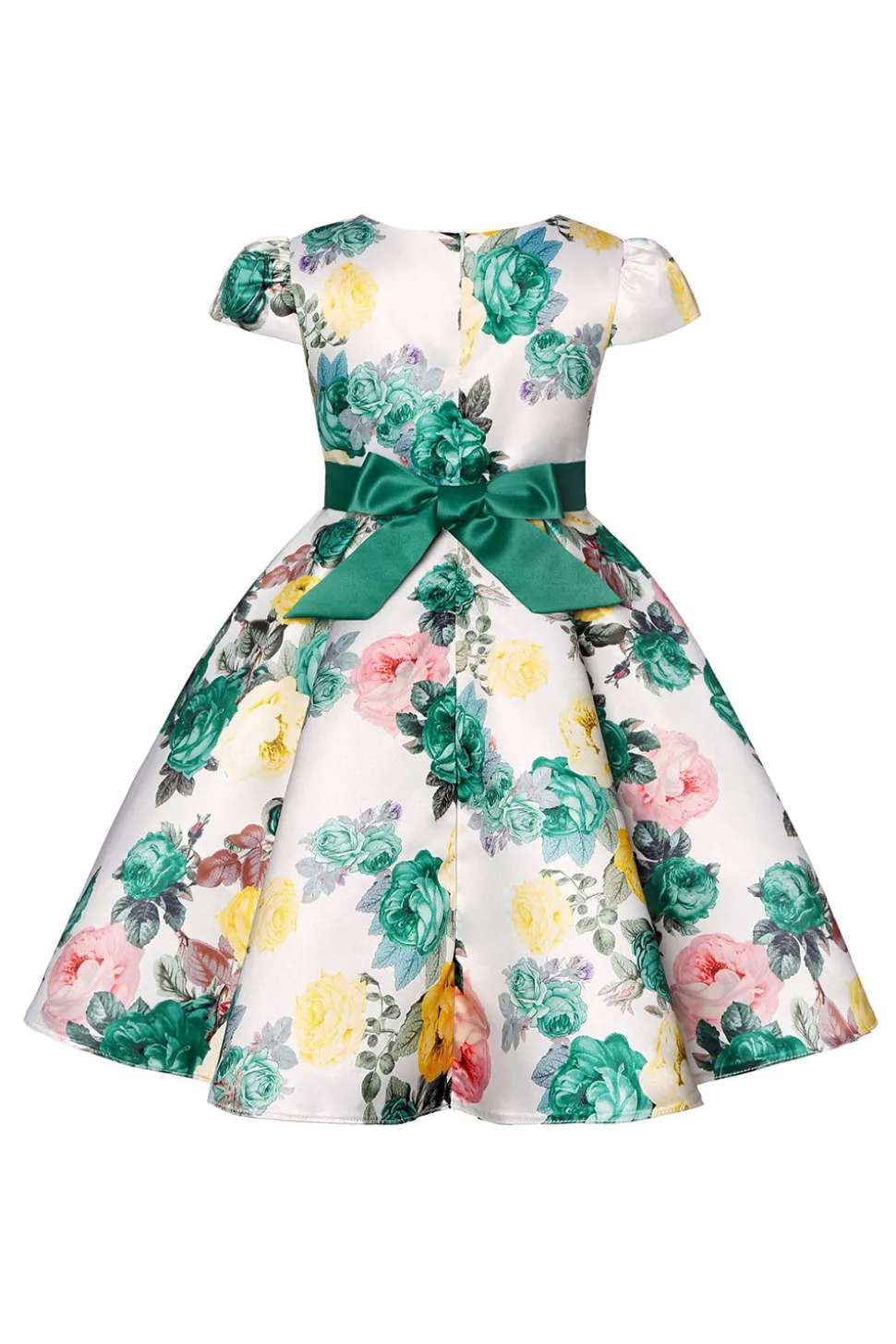 Vestido de Meninas Com Laço Floral Azul