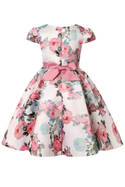 Vestido de Meninas Com Laço Floral Azul