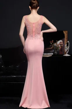 Vestido de noite longo de damasco