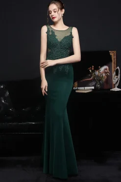Vestido de noite longo de damasco