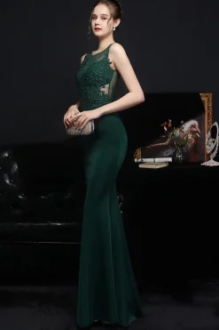 Vestido de noite longo de damasco