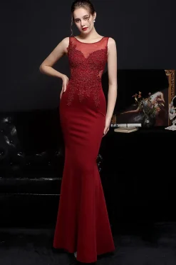 Vestido de noite longo de damasco