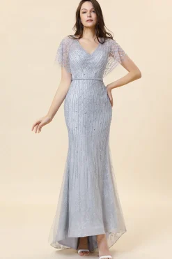 Vestido de Noite Sereia Cinza