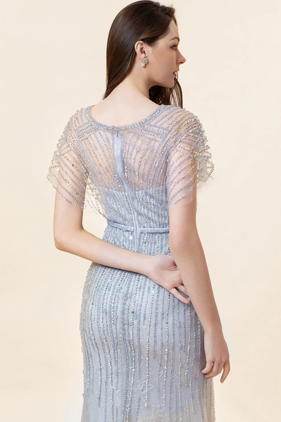 Vestido de Noite Sereia Cinza