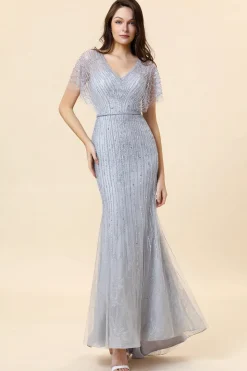 Vestido de Noite Sereia Cinza