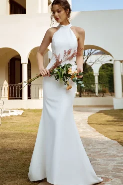 Vestido de noiva aberto da sereia branca
