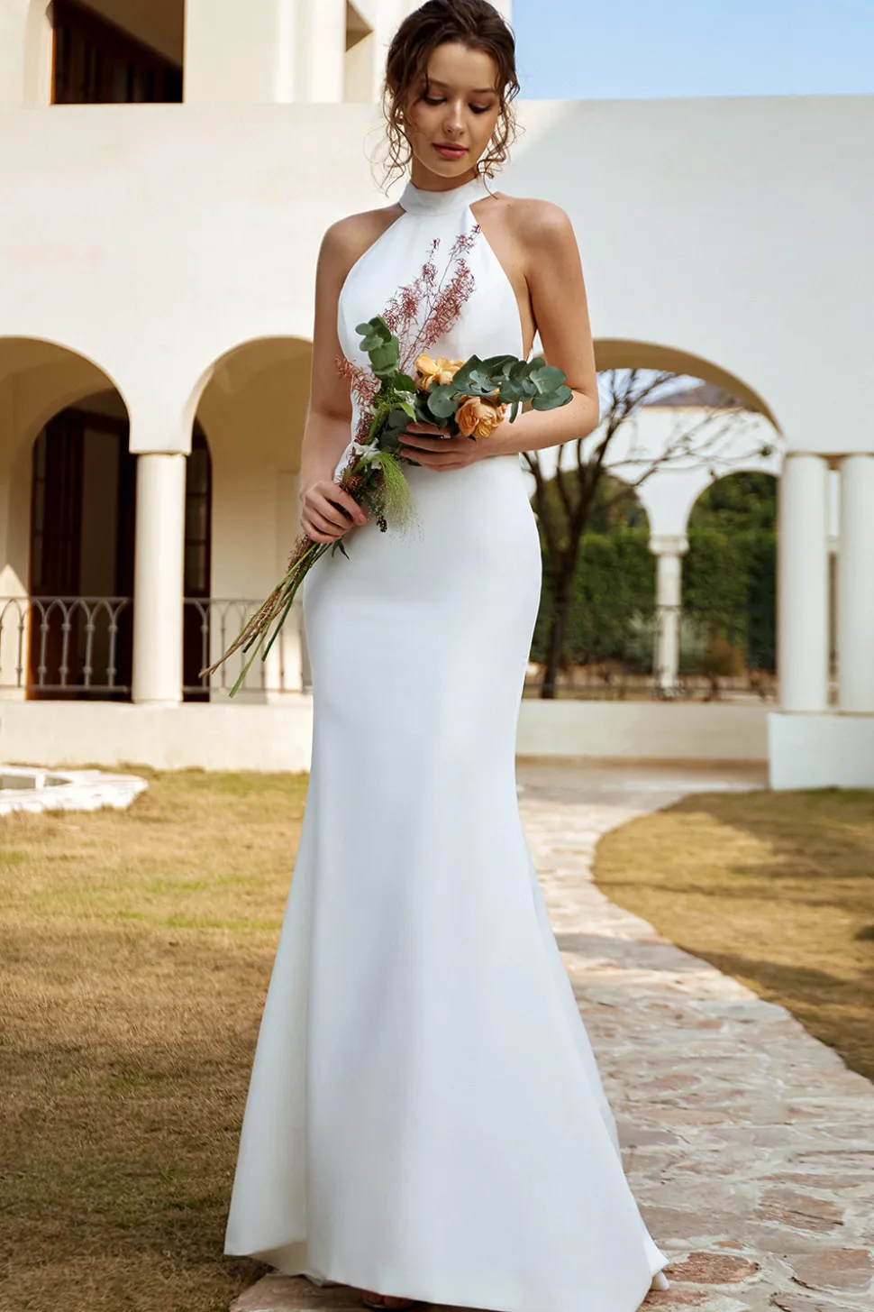 Vestido de noiva aberto da sereia branca
