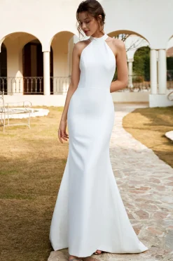 Vestido de noiva aberto da sereia branca