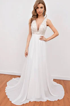 Vestido de noiva bordado branco