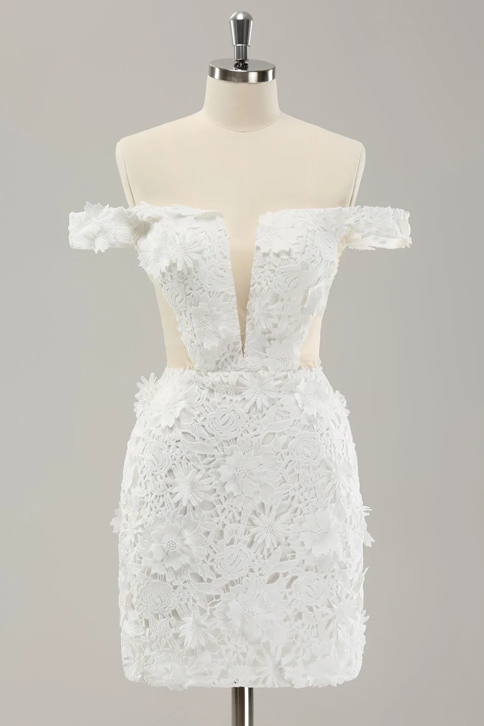 Vestido de noiva branco cortado do ombro com tule destacável