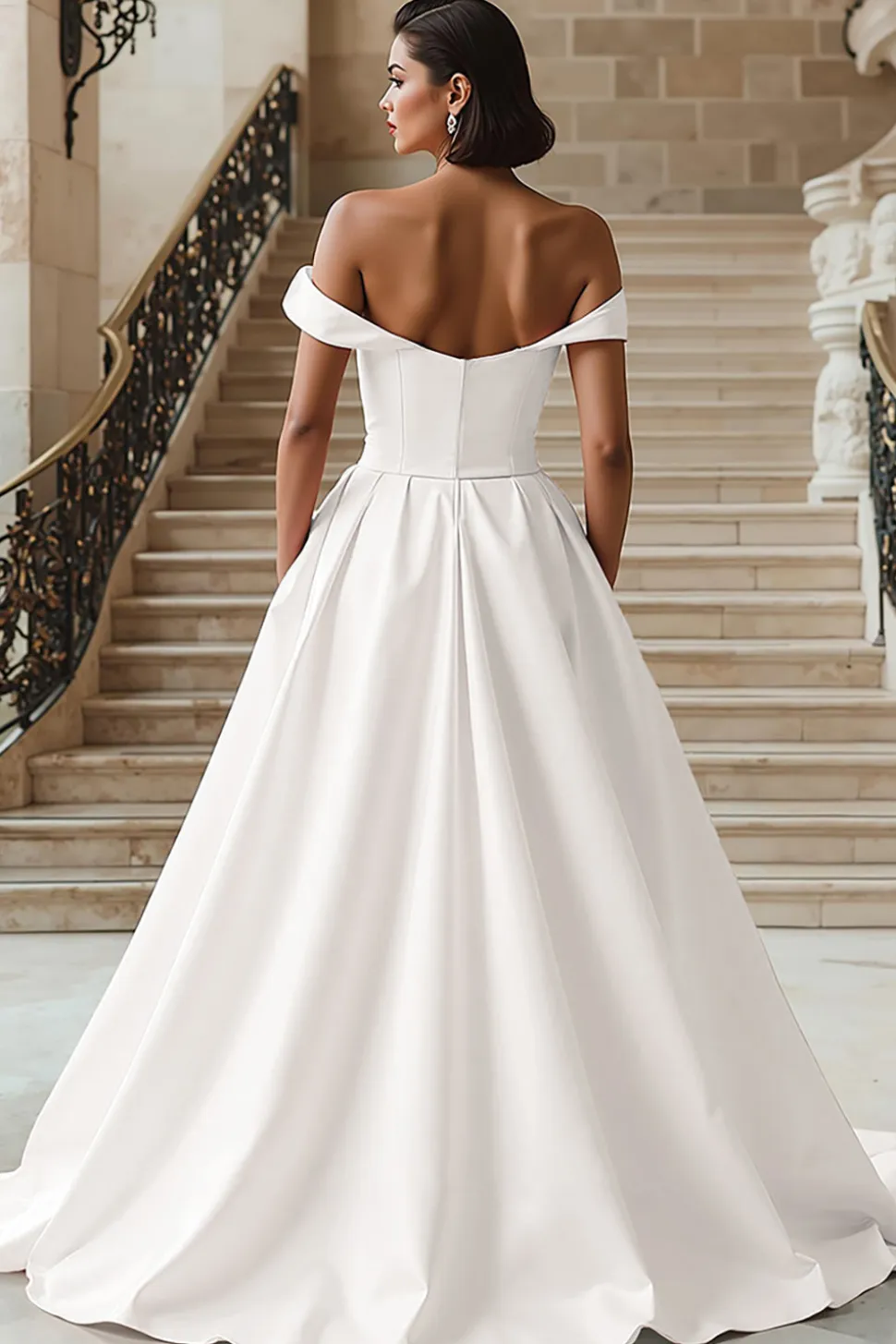 Vestido de noiva branco fora do ombro vestido de noiva com fenda