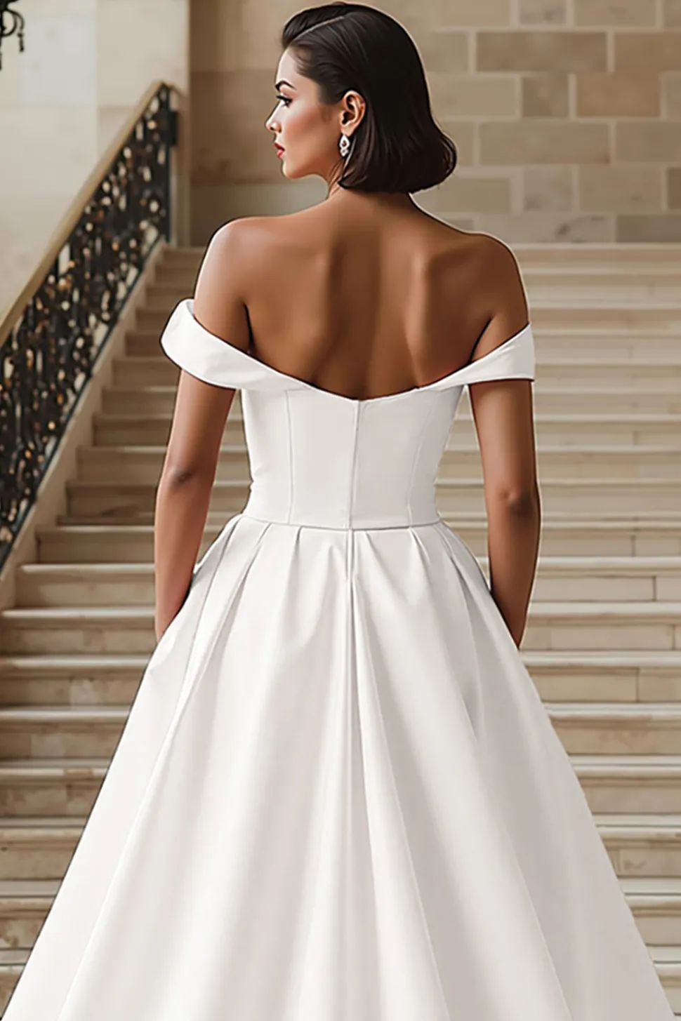 Vestido de noiva branco fora do ombro vestido de noiva com fenda