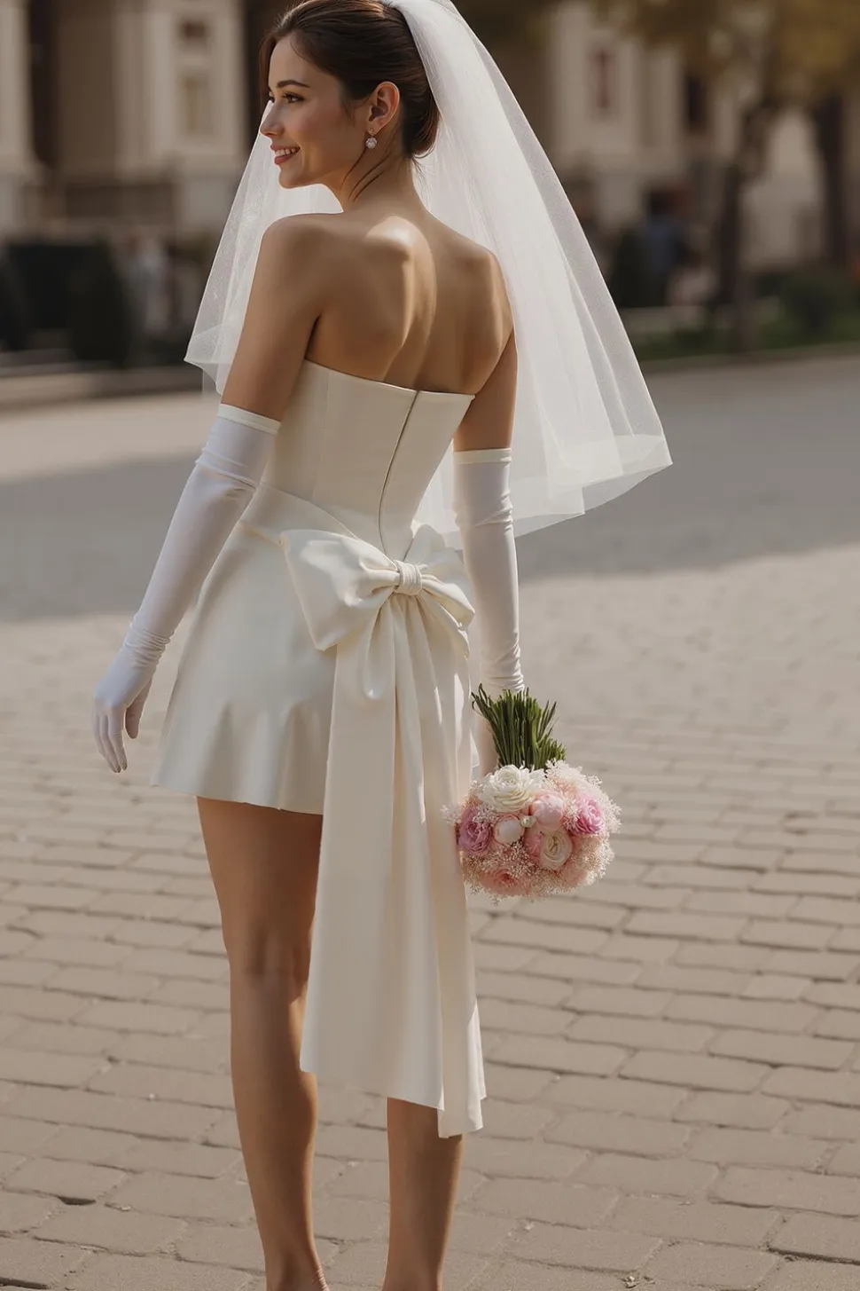 Vestido de Noiva Curto Bodycon Bodycon Sweetheart Ivory (sem luvas)