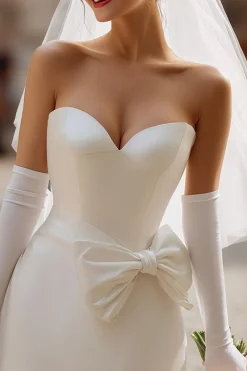 Vestido de Noiva Curto Bodycon Bodycon Sweetheart Ivory (sem luvas)